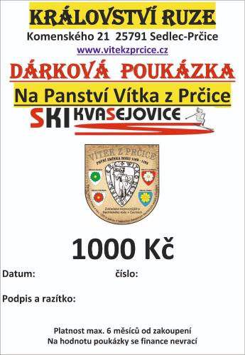 Dárková poukázka na SKI Kvasejovice - 1 000 Kè